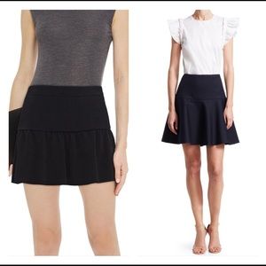 RED VALENTINO Signature Black DROP WAIST Fit & Flare Mini Skater Skirt
